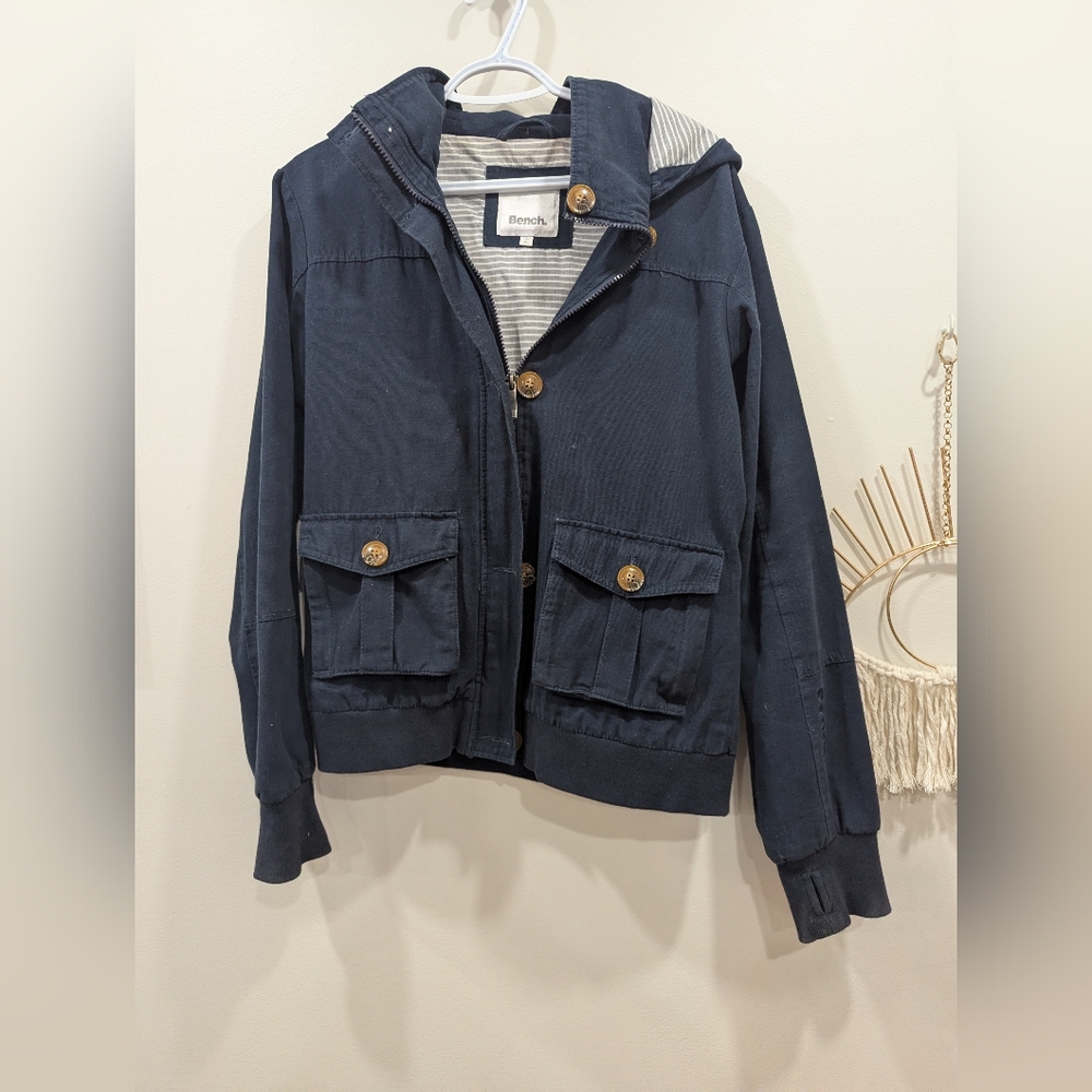 RARE Bench Navy Blue 100% Cotton Jacket Hoodie